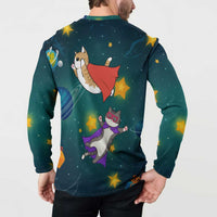 Cat Galaxy Christmas Button Sweatshirt Xmas Holiday Patterns - Wonder Print Shop