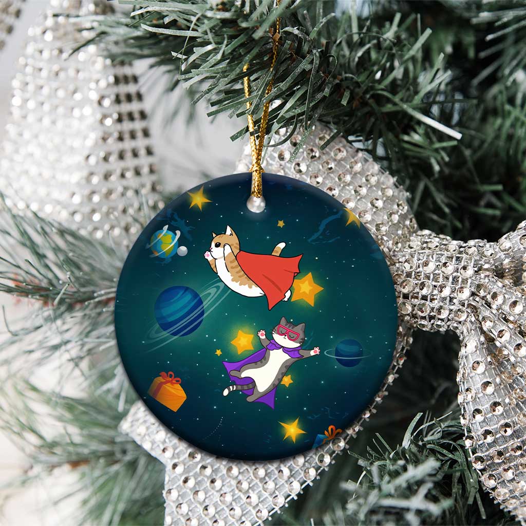 Cat Galaxy Christmas Ceramic Ornament Xmas Holiday Patterns - Wonder Print Shop