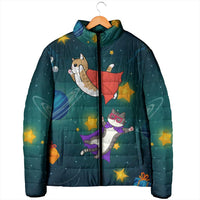 Cat Galaxy Christmas Padded Jacket Xmas Holiday Patterns - Wonder Print Shop