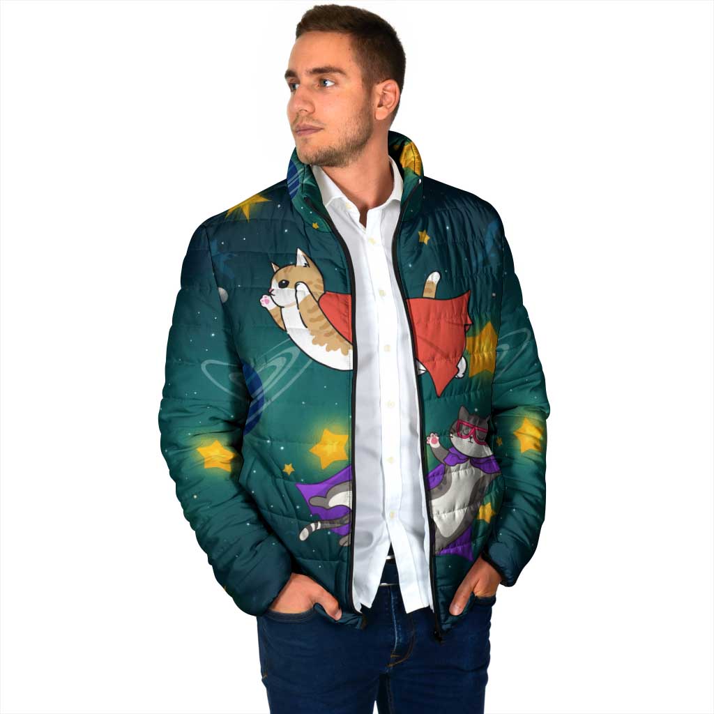 Cat Galaxy Christmas Padded Jacket Xmas Holiday Patterns - Wonder Print Shop