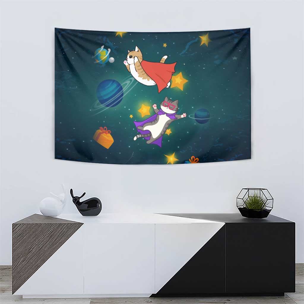 Cat Galaxy Christmas Tapestry Xmas Holiday Patterns - Wonder Print Shop