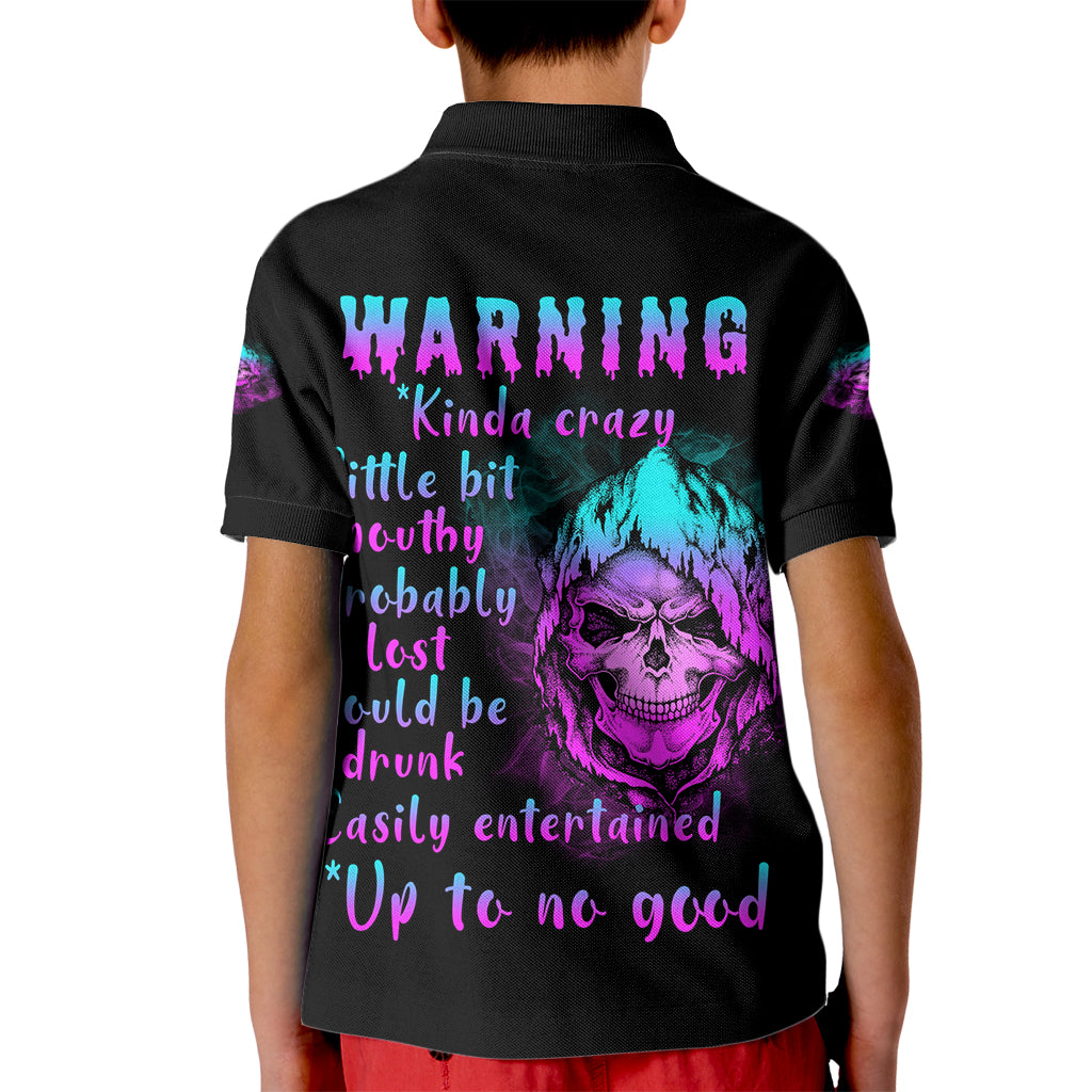 Warning Kinda Crazy Skull Kid Polo Shirt - Wonder Print Shop