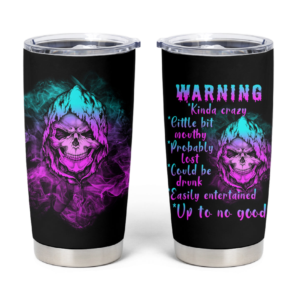 Warning Kinda Crazy Skull Tumbler Cup