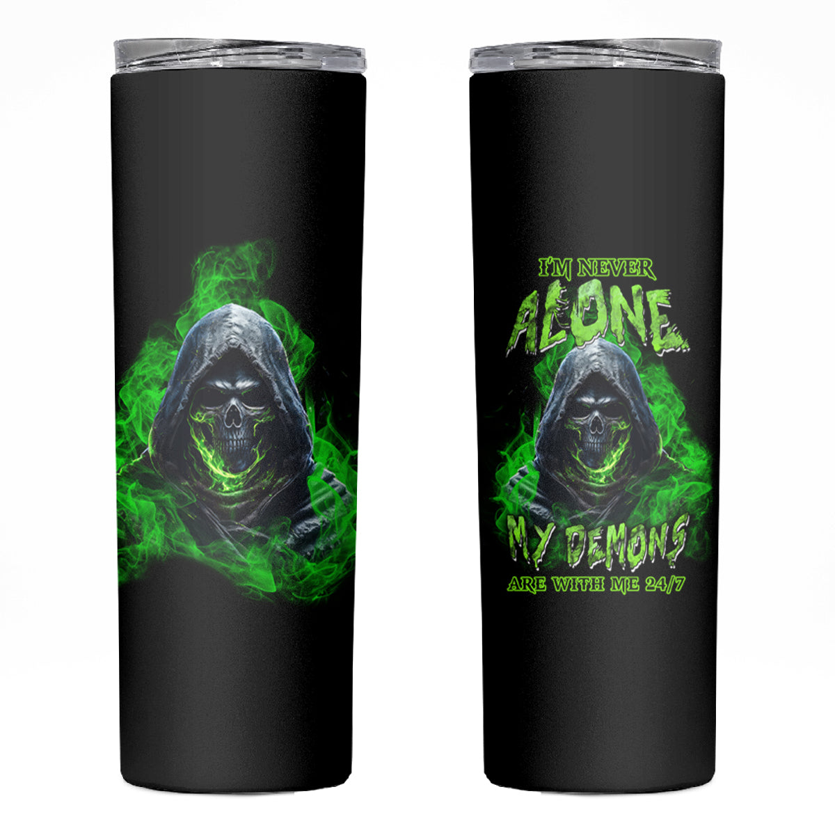 I'm Never Alone My Demons Are With Me 24/7 Skinny Tumbler - Wonder Print Shop