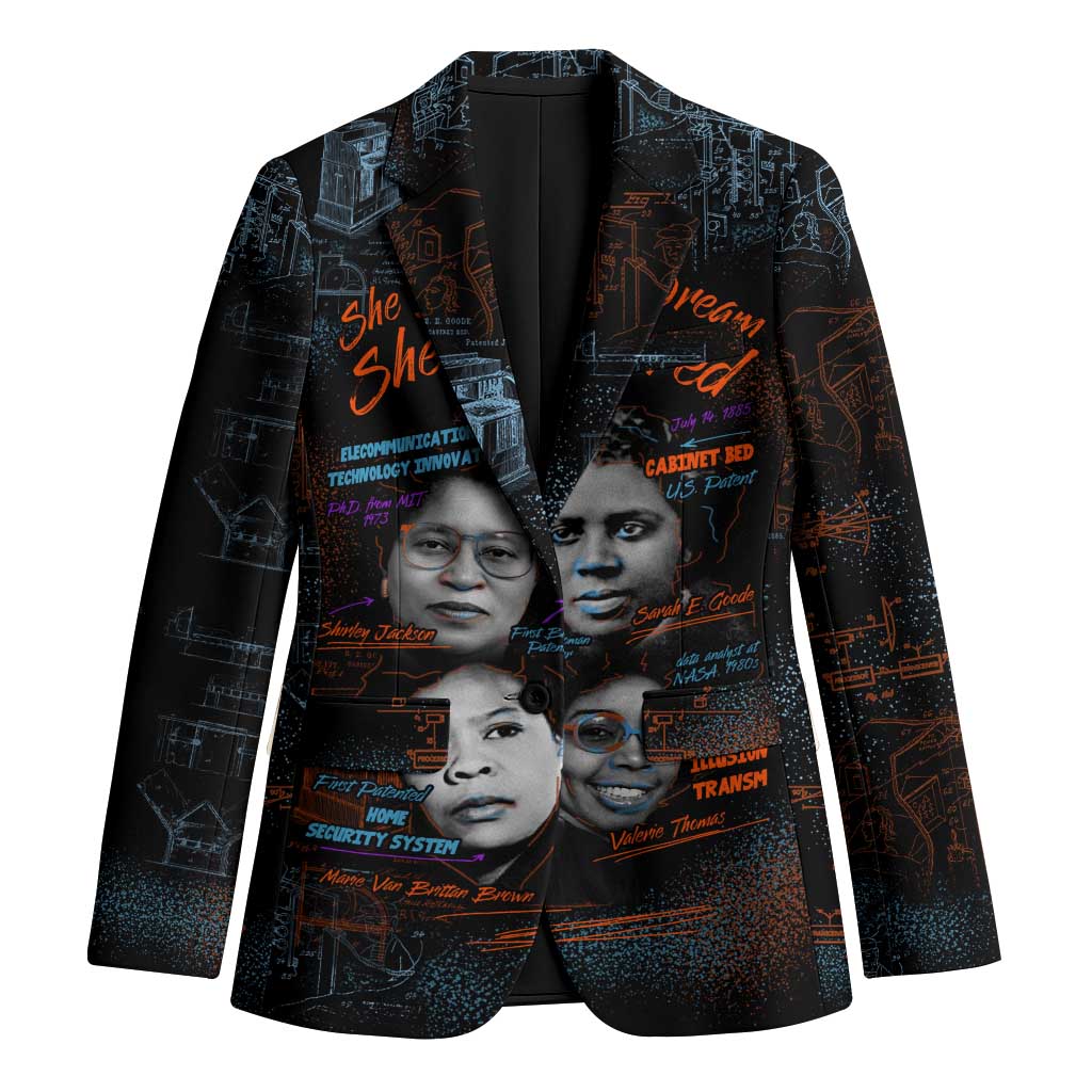 She Didn't Just Dream She Engineered Blazer African Celebrating Trailblazing Black Women Innovators in Technology and Engineering - Wonder Print Shop