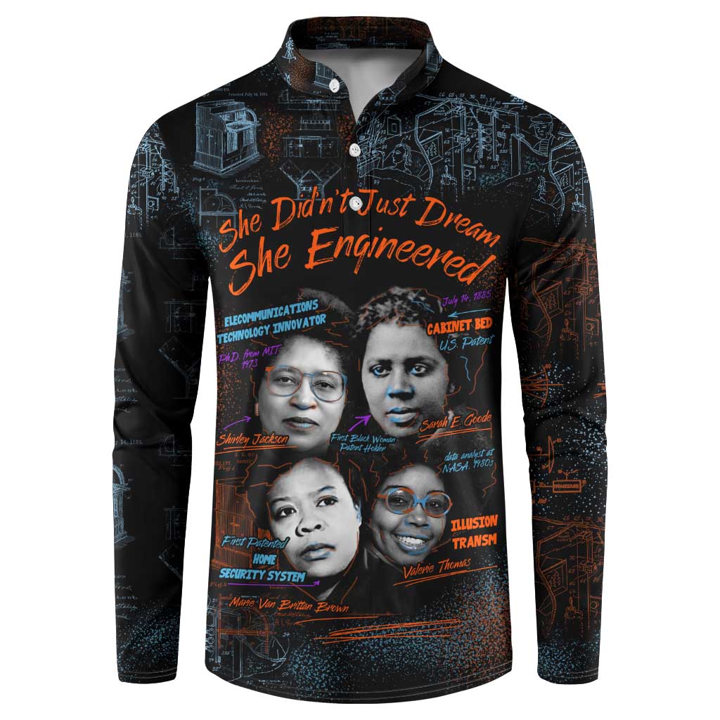 She Didn't Just Dream She Engineered Button Sweatshirt African Celebrating Trailblazing Black Women Innovators in Technology and Engineering - Wonder Print Shop