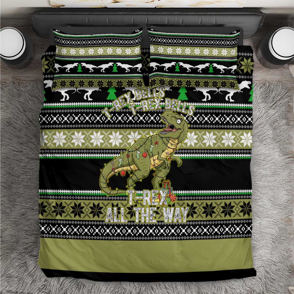 Christmas T Rex Tree Bedding Set Xmas Holiday Patterns - Wonder Print Shop