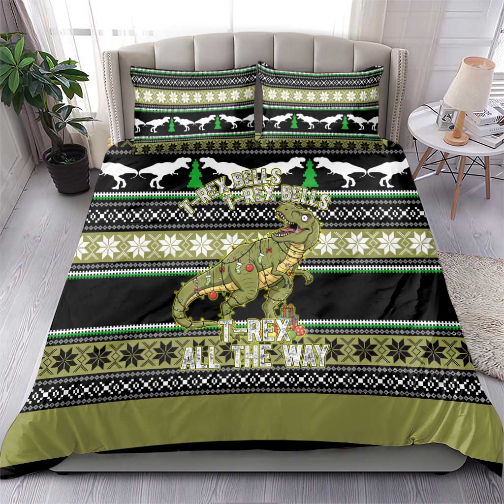 Christmas T Rex Tree Bedding Set Xmas Holiday Patterns - Wonder Print Shop
