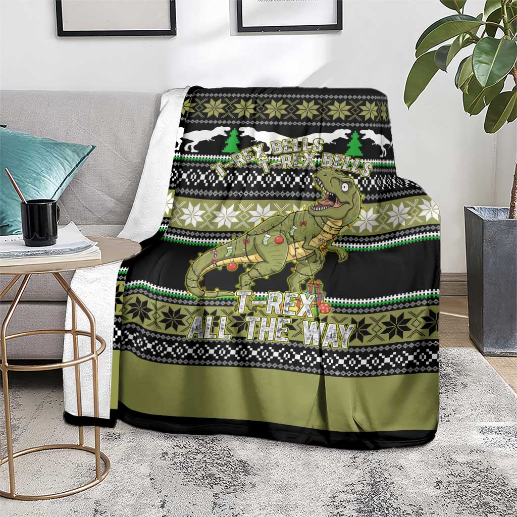 Christmas T Rex Tree Blanket Xmas Holiday Patterns - Wonder Print Shop