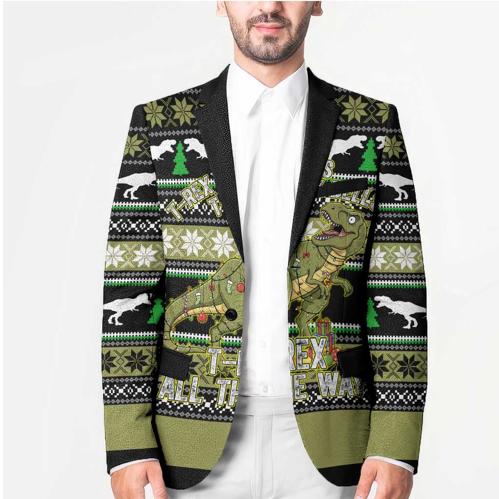 Christmas T Rex Tree Blazer Xmas Holiday Patterns - Wonder Print Shop
