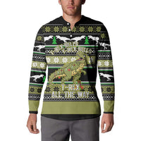Christmas T Rex Tree Button Sweatshirt Xmas Holiday Patterns - Wonder Print Shop