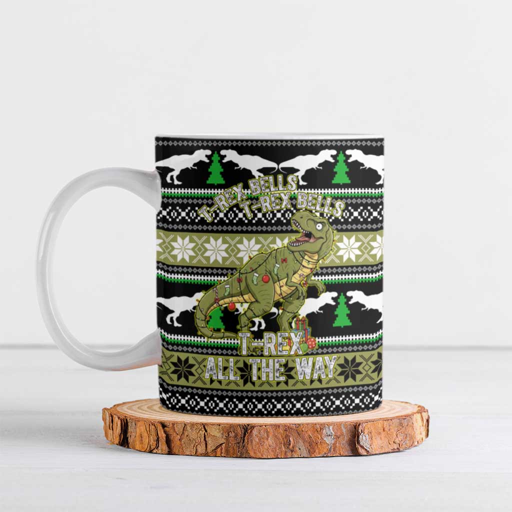 Christmas T Rex Tree Ceramic Mug Xmas Holiday Patterns - Wonder Print Shop