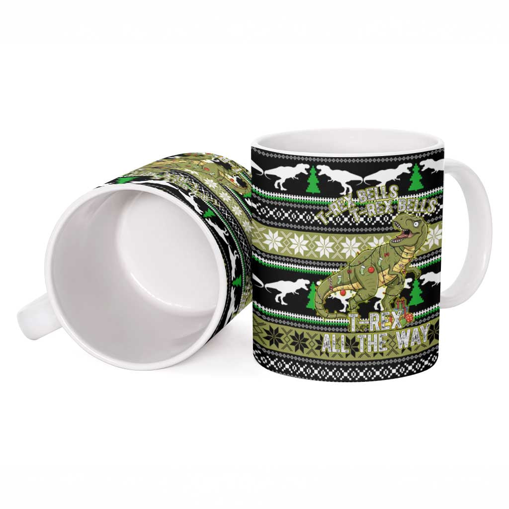 Christmas T Rex Tree Ceramic Mug Xmas Holiday Patterns - Wonder Print Shop