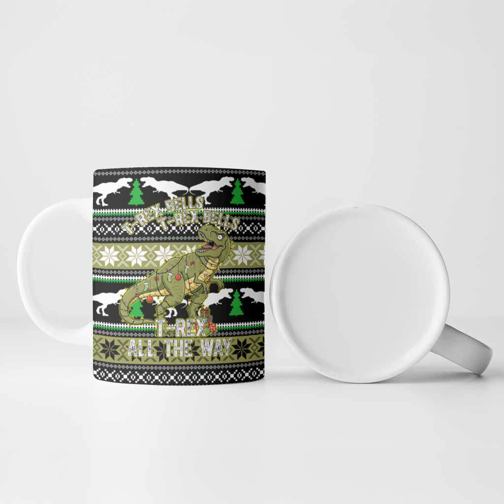 Christmas T Rex Tree Ceramic Mug Xmas Holiday Patterns - Wonder Print Shop