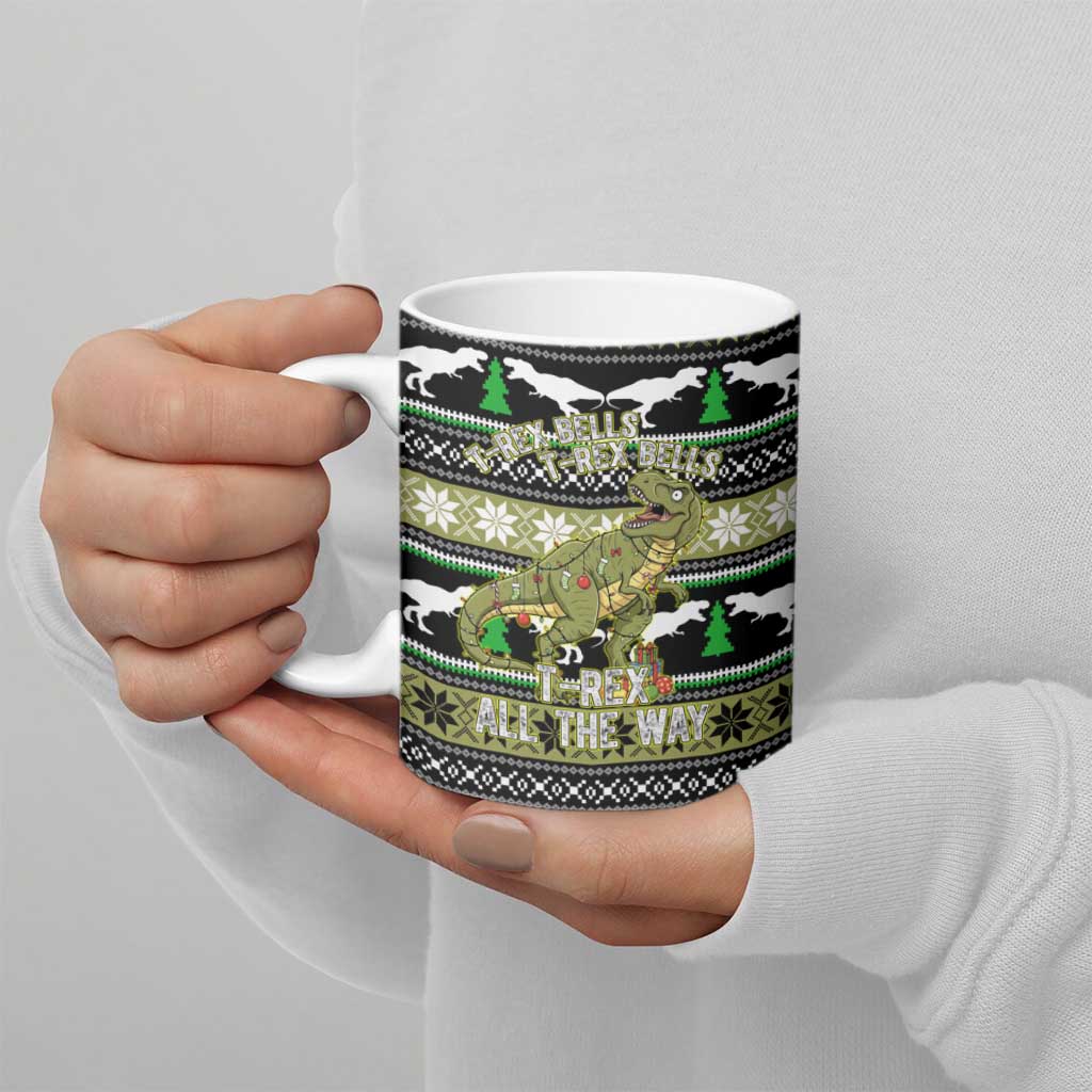 Christmas T Rex Tree Ceramic Mug Xmas Holiday Patterns - Wonder Print Shop