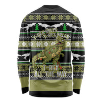 Christmas T Rex Tree Long Sleeve Shirt Xmas Holiday Patterns - Wonder Print Shop