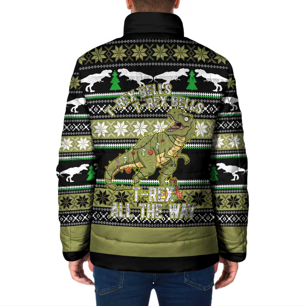 Christmas T Rex Tree Padded Jacket Xmas Holiday Patterns - Wonder Print Shop