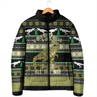 Christmas T Rex Tree Padded Jacket Xmas Holiday Patterns - Wonder Print Shop