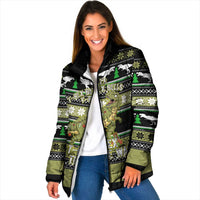 Christmas T Rex Tree Padded Jacket Xmas Holiday Patterns - Wonder Print Shop
