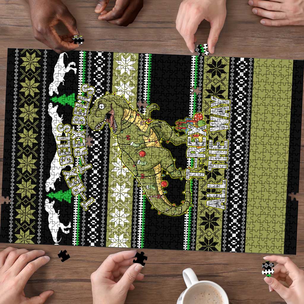 Christmas T Rex Tree Puzzle Xmas Holiday Patterns - Wonder Print Shop