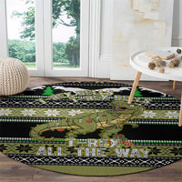 Christmas T Rex Tree Round Carpet Xmas Holiday Patterns - Wonder Print Shop