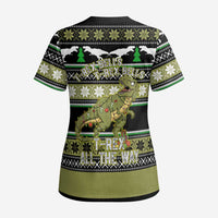 Christmas T Rex Tree Scrub Top Xmas Holiday Patterns - Wonder Print Shop