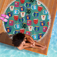 Christmas Teapot Group Beach Blanket Xmas Holiday Patterns - undefined