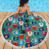 Christmas Teapot Group Beach Blanket Xmas Holiday Patterns - undefined