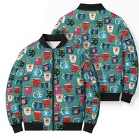 Christmas Teapot Group Bomber Puffer Jacket Xmas Holiday Patterns - Wonder Print Shop