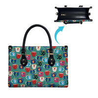 Christmas Teapot Group Leather Bag Xmas Holiday Patterns - Wonder Print Shop