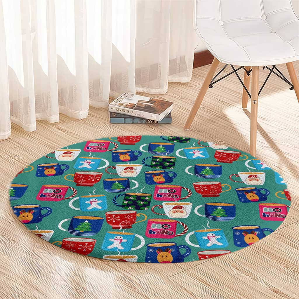 Christmas Teapot Group Round Carpet Xmas Holiday Patterns - Wonder Print Shop