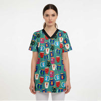 Christmas Teapot Group Scrub Top Xmas Holiday Patterns - Wonder Print Shop