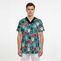 Christmas Teapot Group Scrub Top Xmas Holiday Patterns - Wonder Print Shop