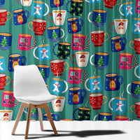 Christmas Teapot Group Window Curtain Xmas Holiday Patterns - Wonder Print Shop