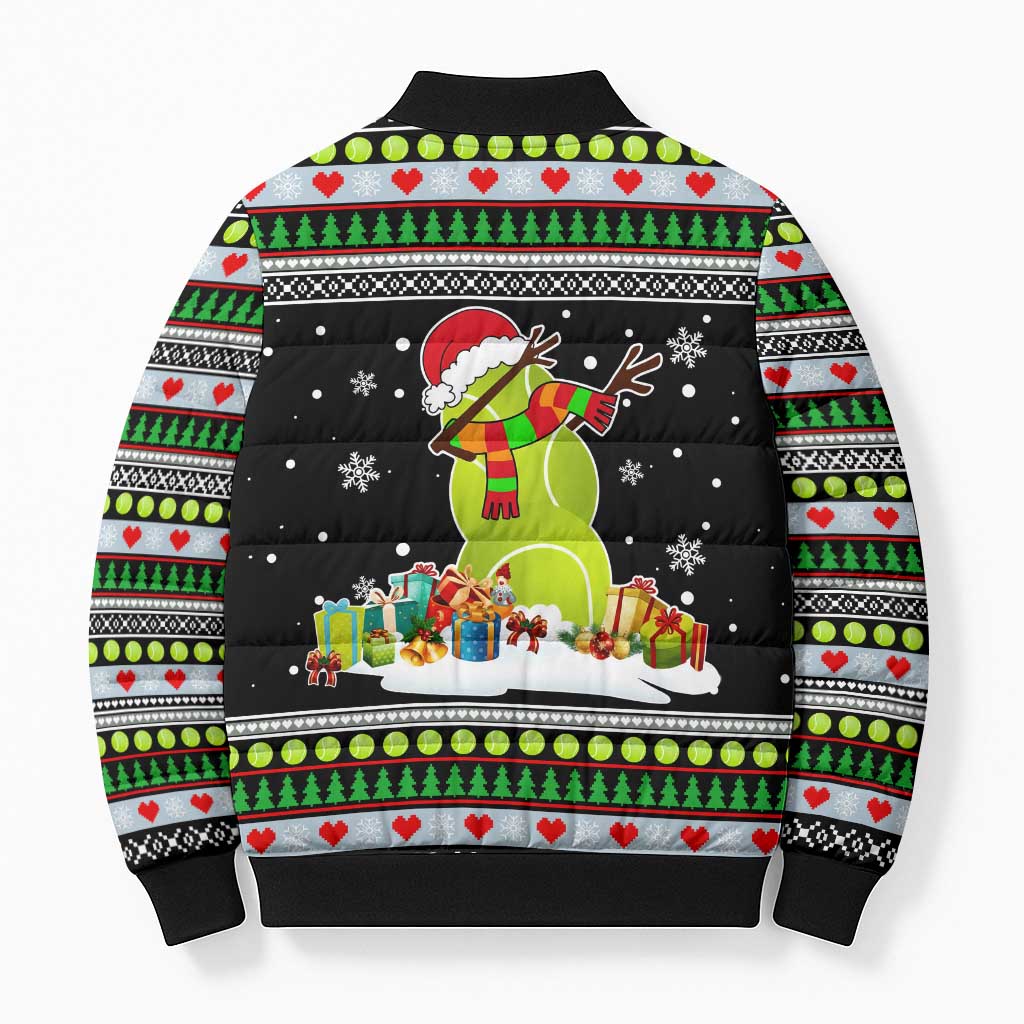 Christmas Tennis Snowman Bomber Puffer Jacket Xmas Holiday Patterns - Wonder Print Shop