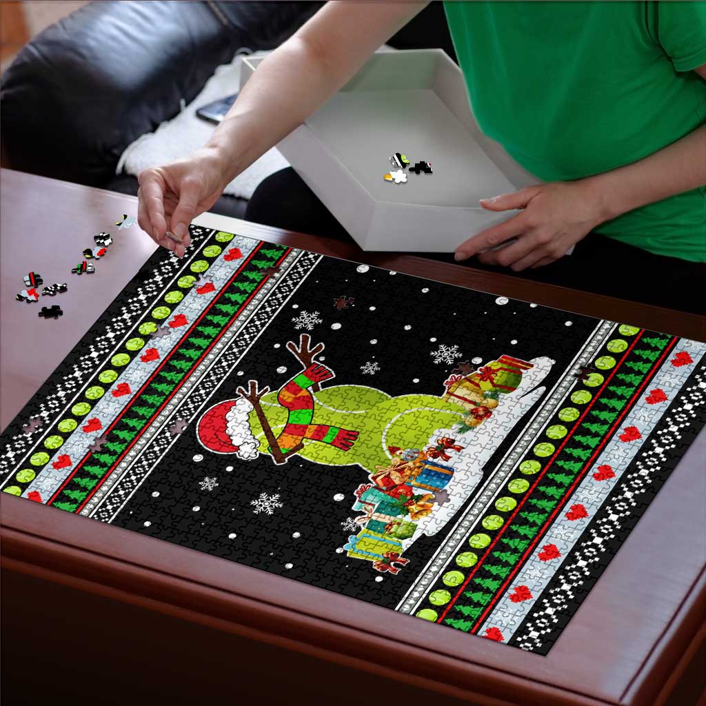Christmas Tennis Snowman Puzzle Xmas Holiday Patterns - Wonder Print Shop