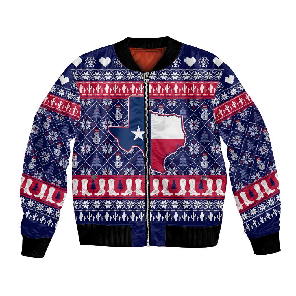 Christmas Texas Map Symbols Bomber Jacket Xmas Holiday Patterns - Wonder Print Shop