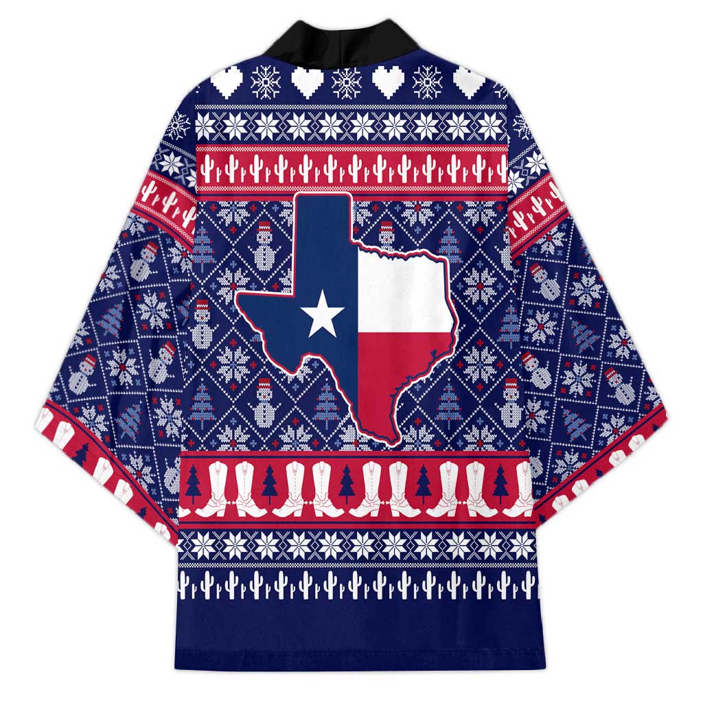 Christmas Texas Map Symbols Kimono Xmas Holiday Patterns - Wonder Print Shop