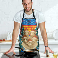Mongolia Christmas Apron with Santa Sheep Christmas Trees and Snowflake - Wonder Print Shop