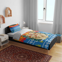 Mongolia Christmas Bedding Set with Santa Sheep Christmas Trees and Snowflake - Wonder Print Shop
