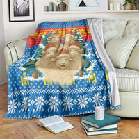 Mongolia Christmas Blanket with Santa Sheep Christmas Trees and Snowflake - Wonder Print Shop