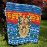 Mongolia Christmas Quilt with Santa Sheep Christmas Trees and Snowflake - Wonder Print Shop
