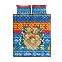 Mongolia Christmas Quilt Bed Set with Santa Sheep Christmas Trees and Snowflake - Wonder Print Shop