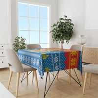 Mongolia Christmas Tablecloth with Santa Sheep Christmas Trees and Snowflake - Wonder Print Shop