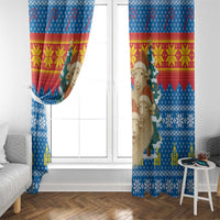 Mongolia Christmas Window Curtain with Santa Sheep Christmas Trees and Snowflake - undefined