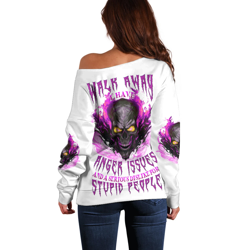 Walk Away Fire Eyes Skull Off Shoulder Sweater - Wonder Print Shop