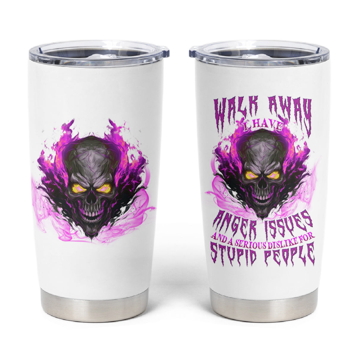 Walk Away Fire Eyes Skull Tumbler Cup