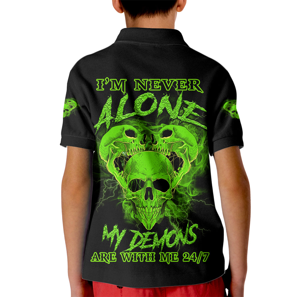 I'm Never Alone Skull Demon Kid Polo Shirt - Wonder Print Shop