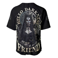 Black Halloween witch baseball jersey with large cat-and-witch graphic on back