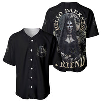 Black Halloween witch baseball jersey with button front and large back artwork